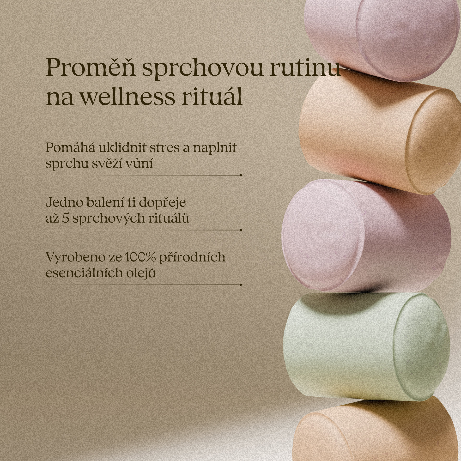 Limitovaná edice: Černá miska + Refresh, Calm a Gingerbread Sprchové kuličky