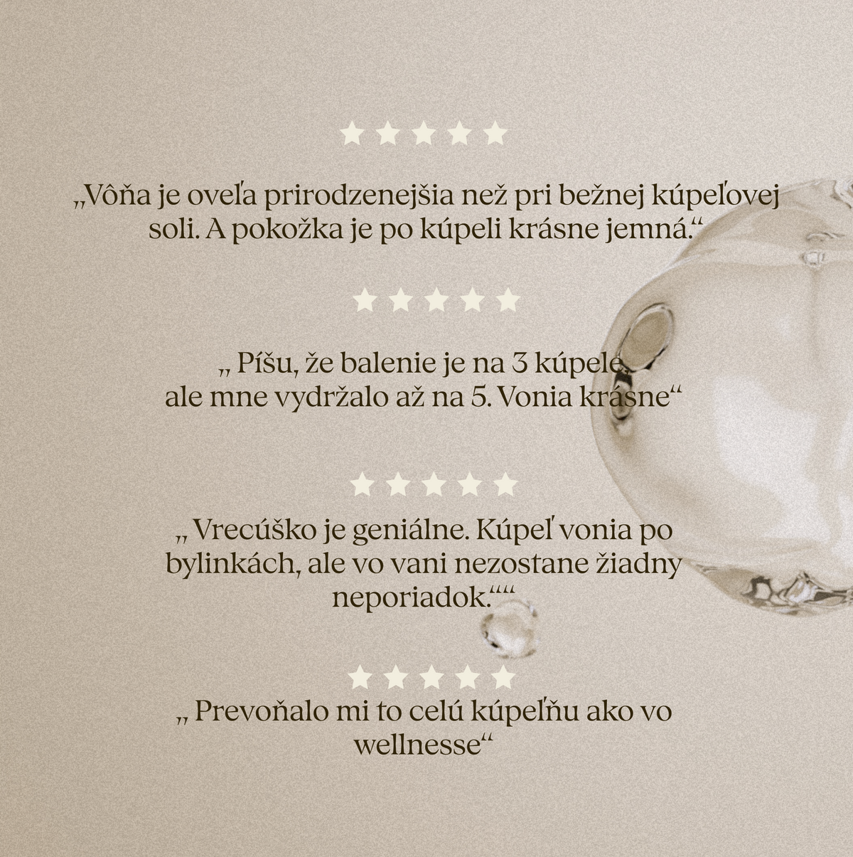 Hodnocení zákaznic na aromatické čaje do koupele Perperuna