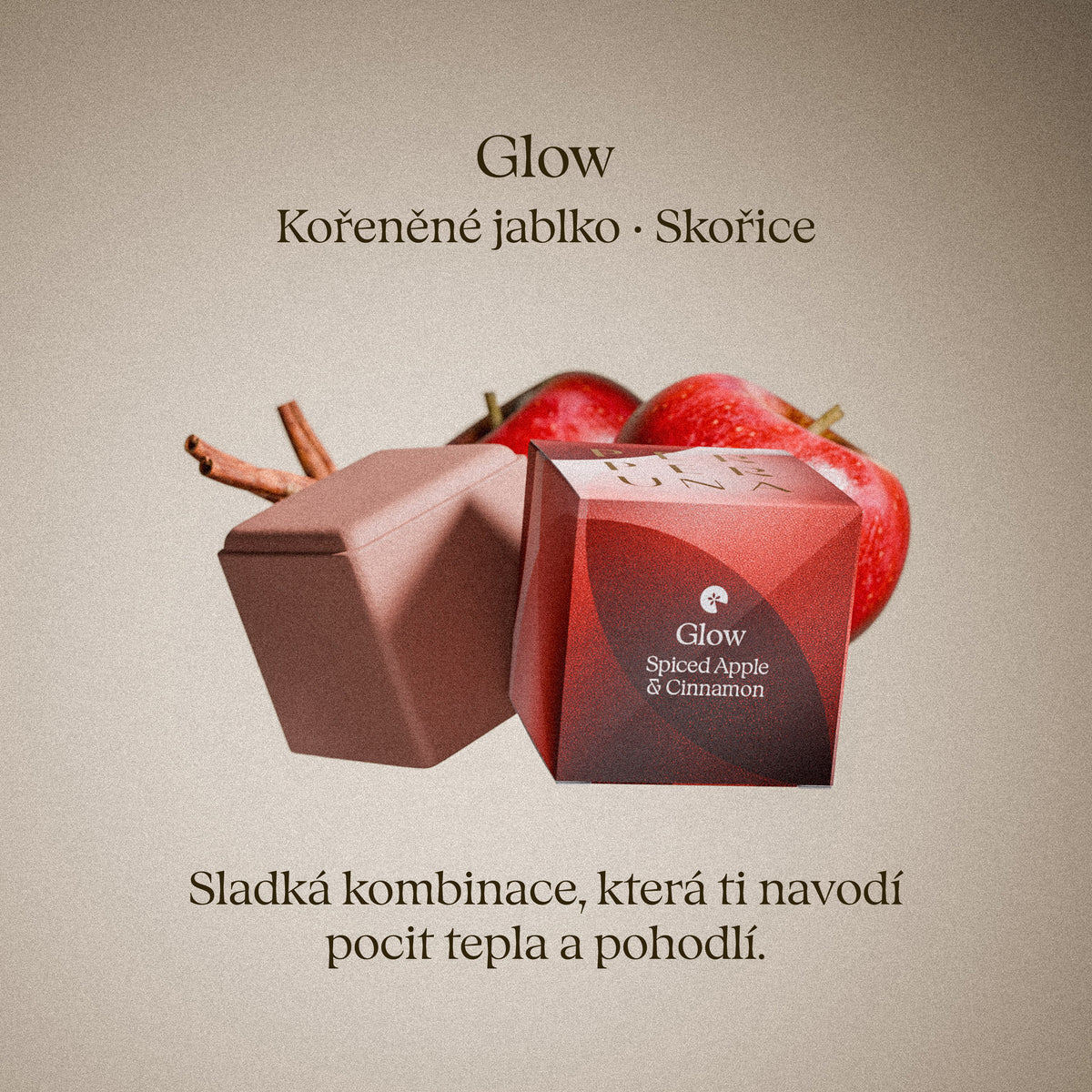 Glow – Kořeněné jablko · Skořice: sladká kombinace, která ti navodí pocit tepla a pohodlí